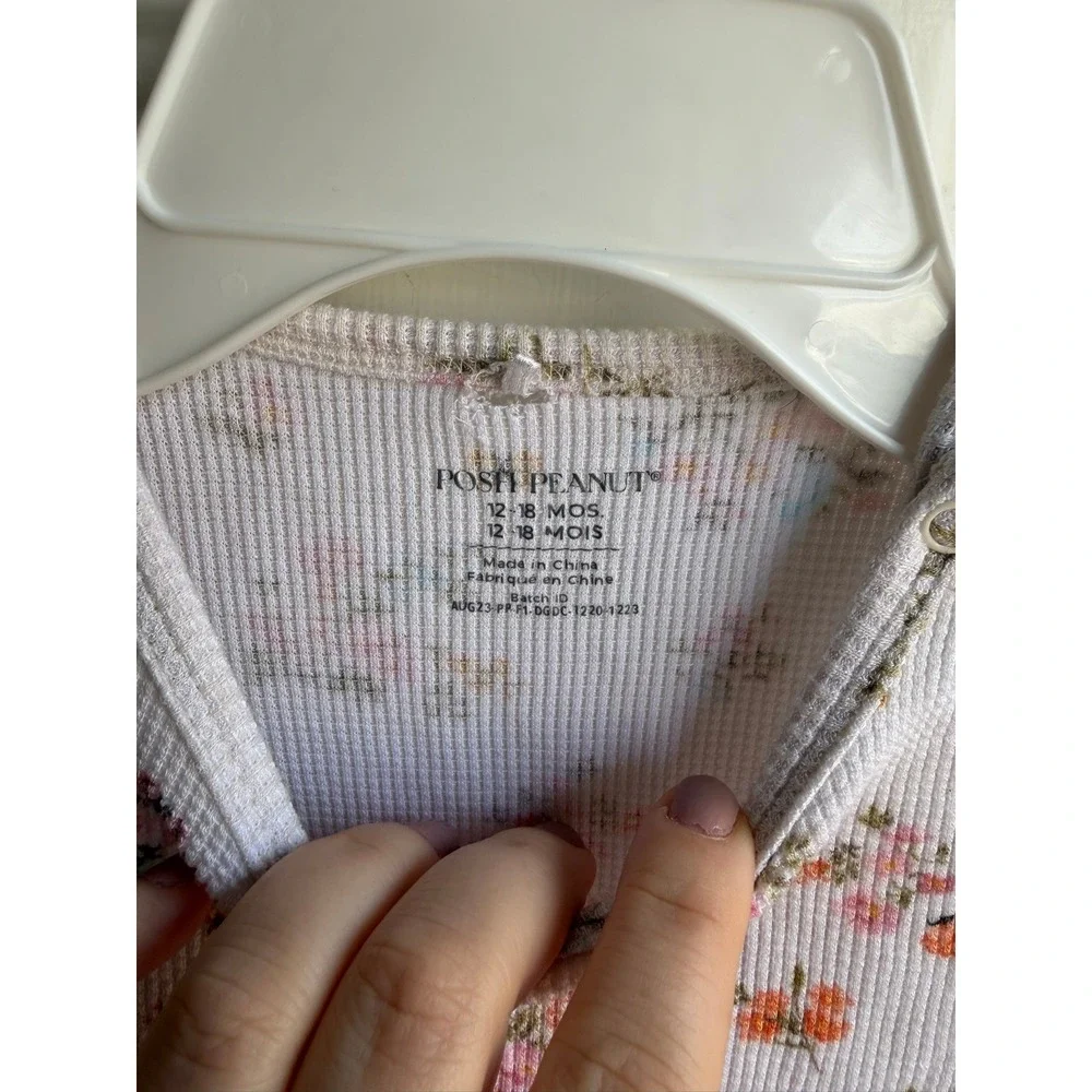 Posh Peanut Baby Girls Long Sleeve Tulle Tutu Floral Bodysuit in Clemence 12/18M